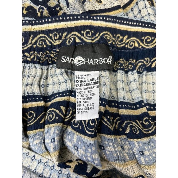 Sag Harbor Vintage Women’s Boho Hippie Maxi Skirt, Blue/Black, size XL - Picture 6 of 9